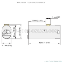 MUL-T-LOCK High Security File Cabinet Cylinder (dimensions)